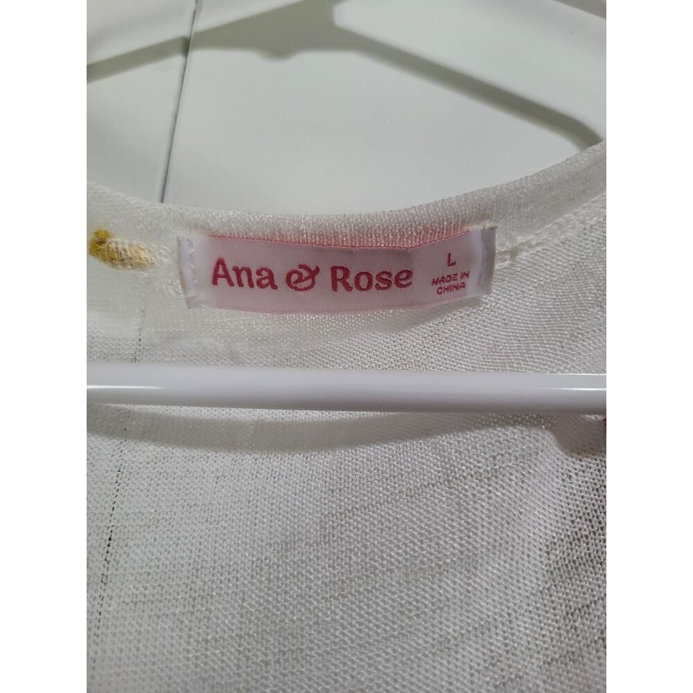 Ana & Rose LG Sheer Floral Embroidered Cardigan White Cottagecore Boho Feminine - Picture 4 of 10